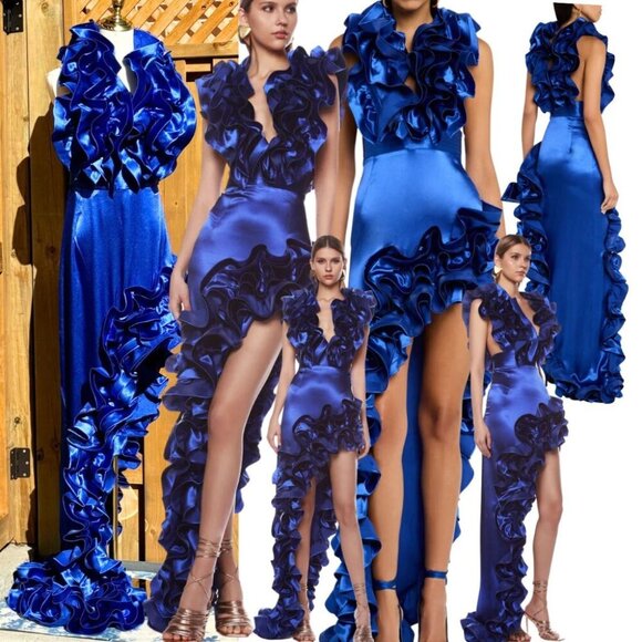 🆕 BRONX & BANCO 🧿 NWOT Aurora Cobalt Blue Gown, Sz XL / US 10 - Picture 1 of 16